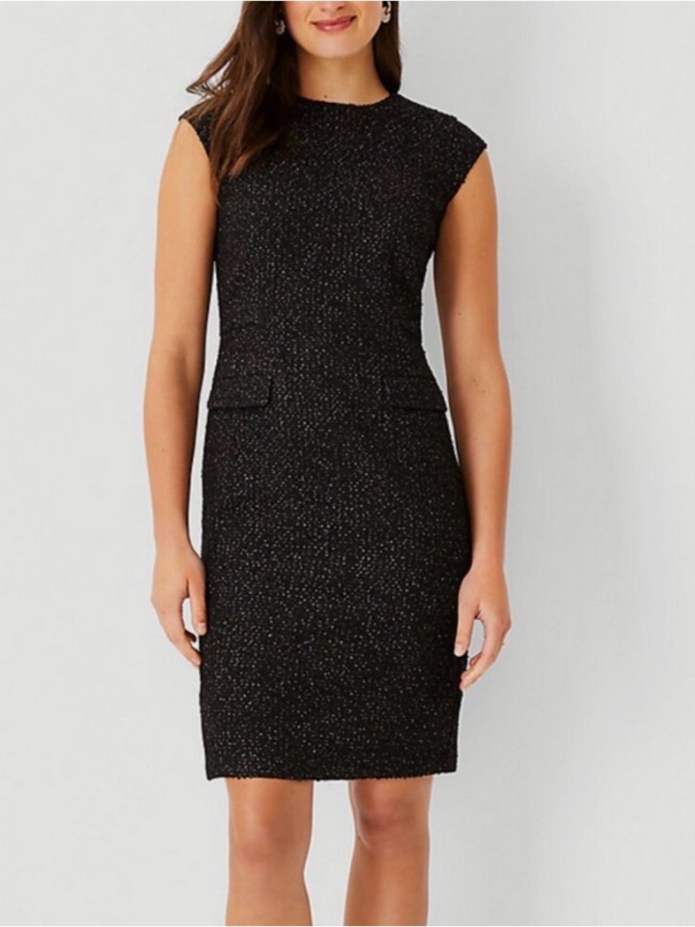 Ann Taylor Black Shimmer Tweed Pocket Dress - brand new with tags - size 0